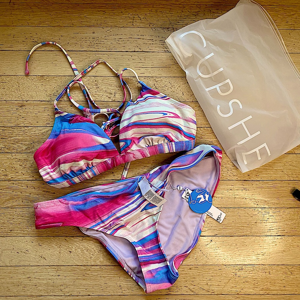 NWT Cupshe space swirl strappy bikini